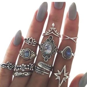 Vintage Bohemian Style Knuckle Rings Set
